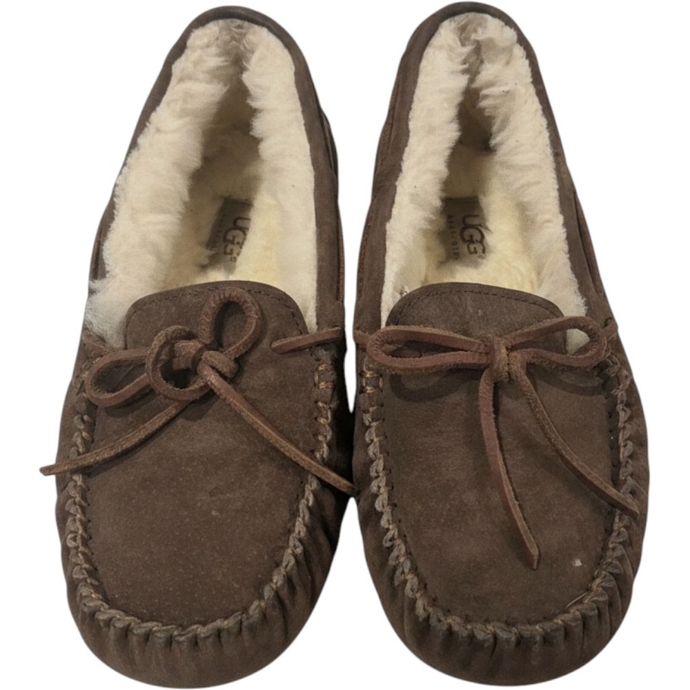 UGG Australia 5612 Brown Suede Shearling Moccasin Slippers Women's Size 6